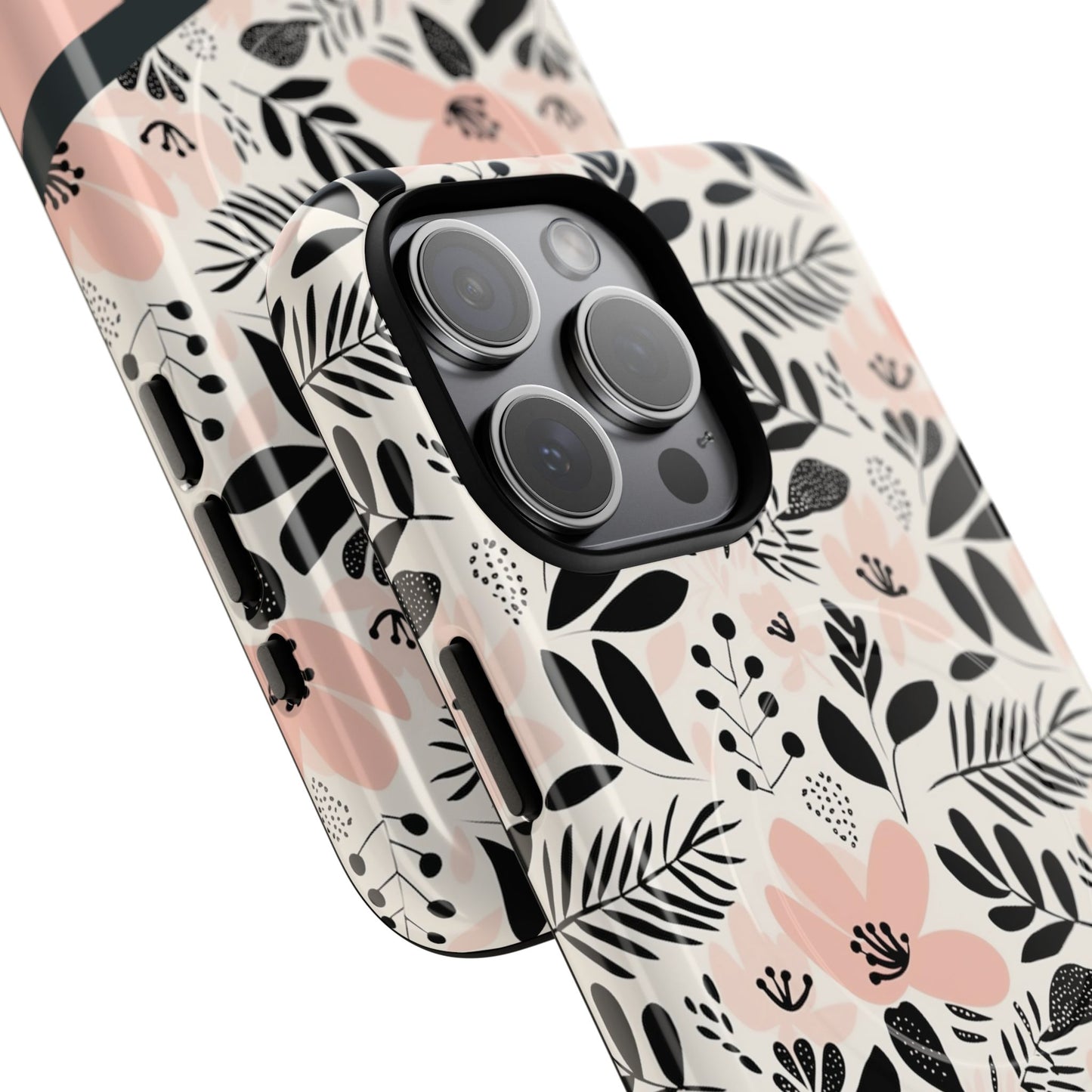 Personalized Floral Blush Garden Whisper Tough Magnetic MagSafe® iPhone® 13, 14, 15, 16, 17, Pro, Pro Max, Plus Cases (Custom Name).