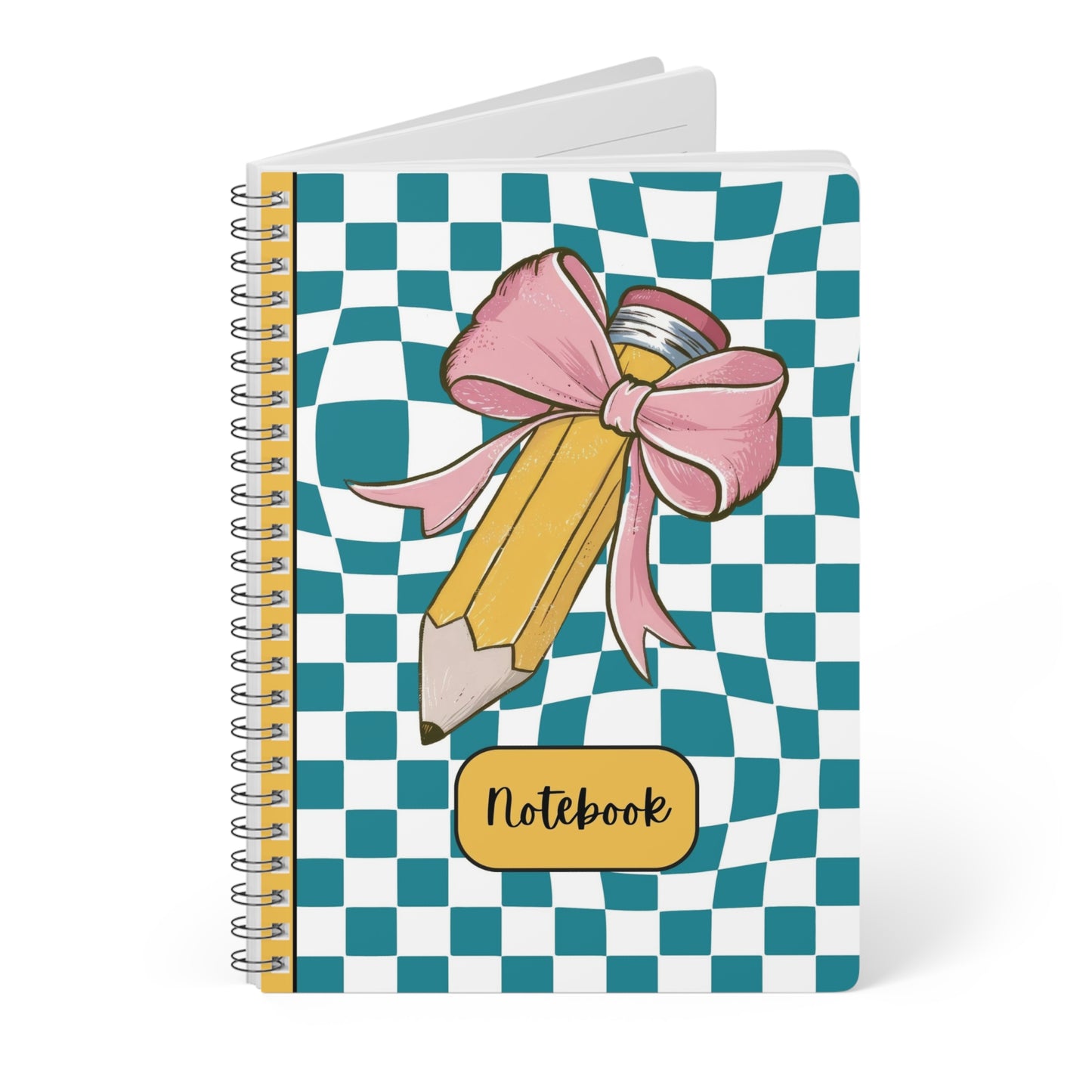 Teal Checkered Charm Softcover Notebook, A5 (PY)