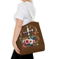 Faith and Floral Cross Heart Tote Bag