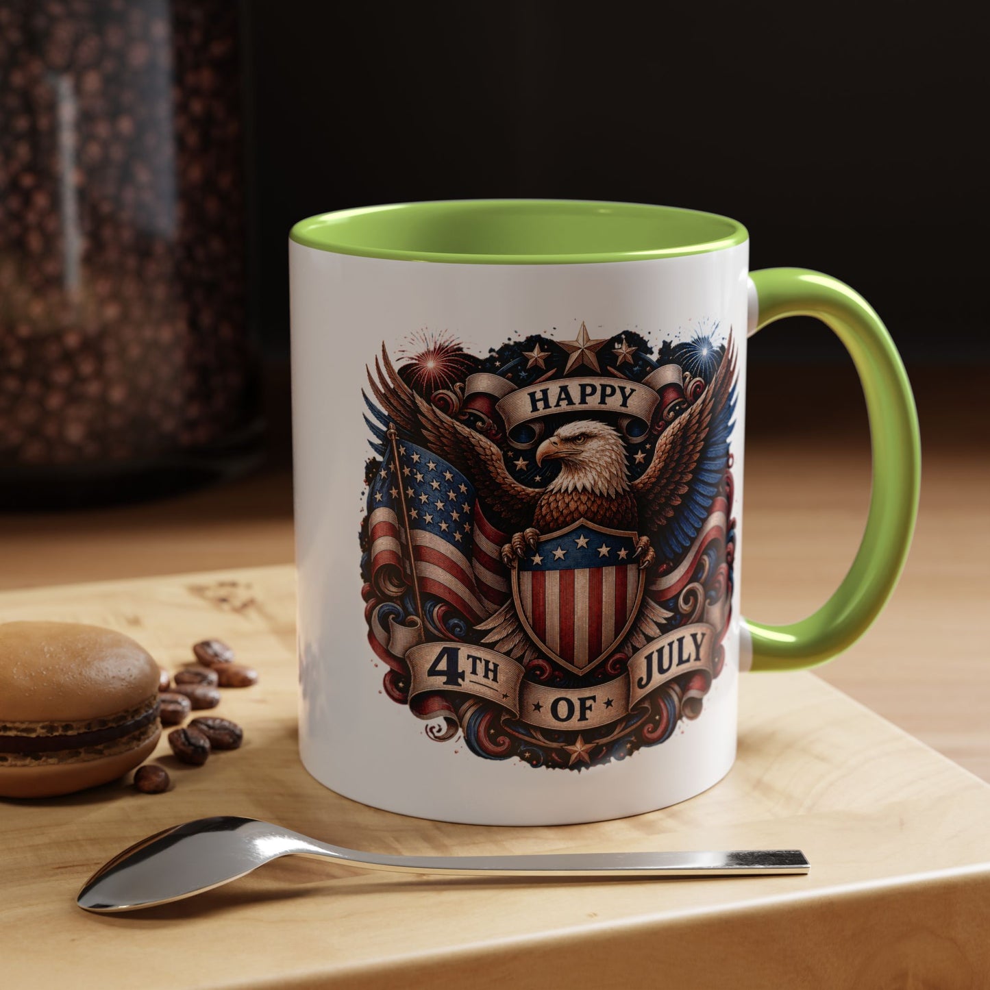 4th of July Eagle Coffee Mug — Patriotic American Flag Accent Mug (11/15oz)