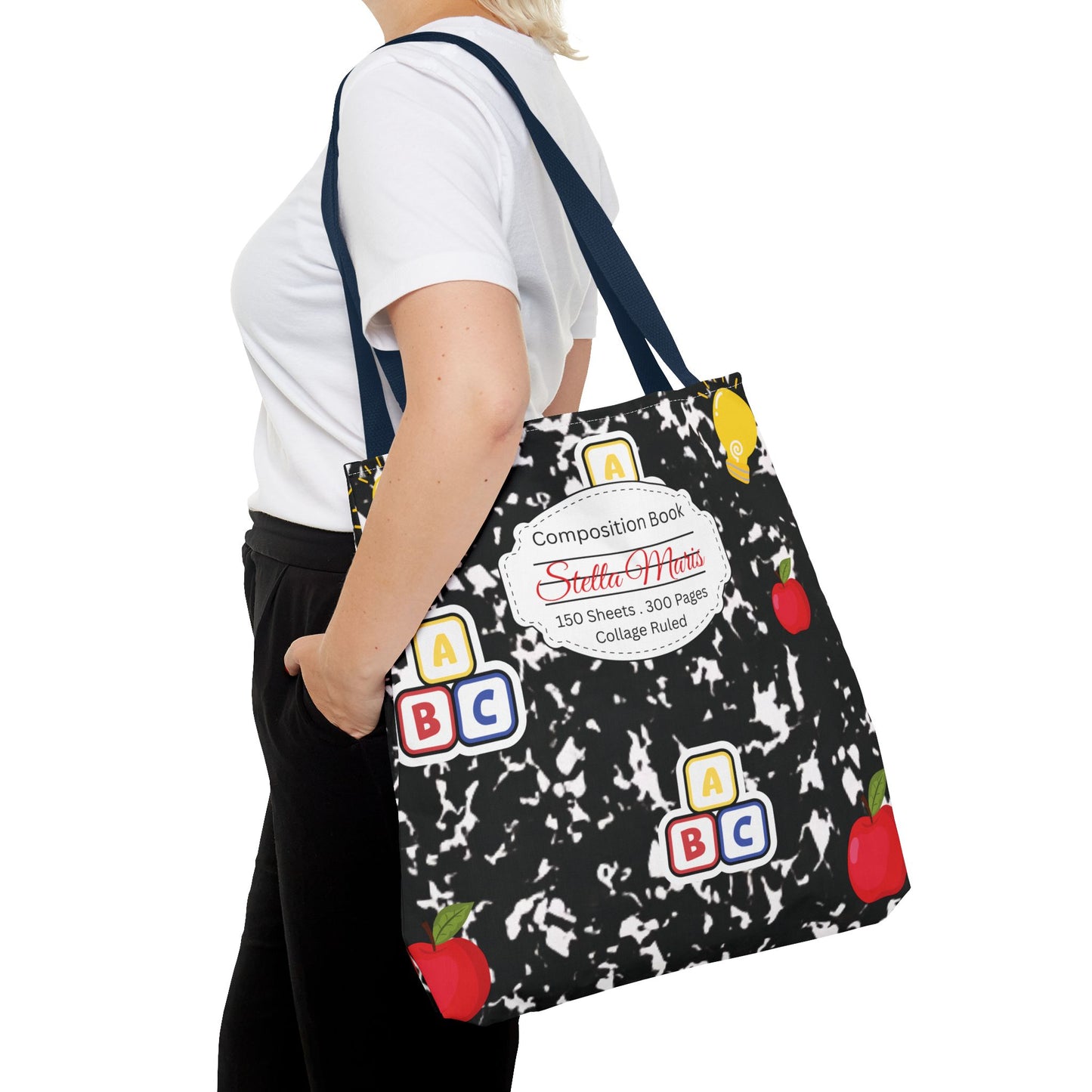 Personalized Composition Book InspiredTote Bag, Back to School Tote, Teacher Gift, Kids Bag, Custom Name Bag, Educational Accessories, Back to School Tote Bag.