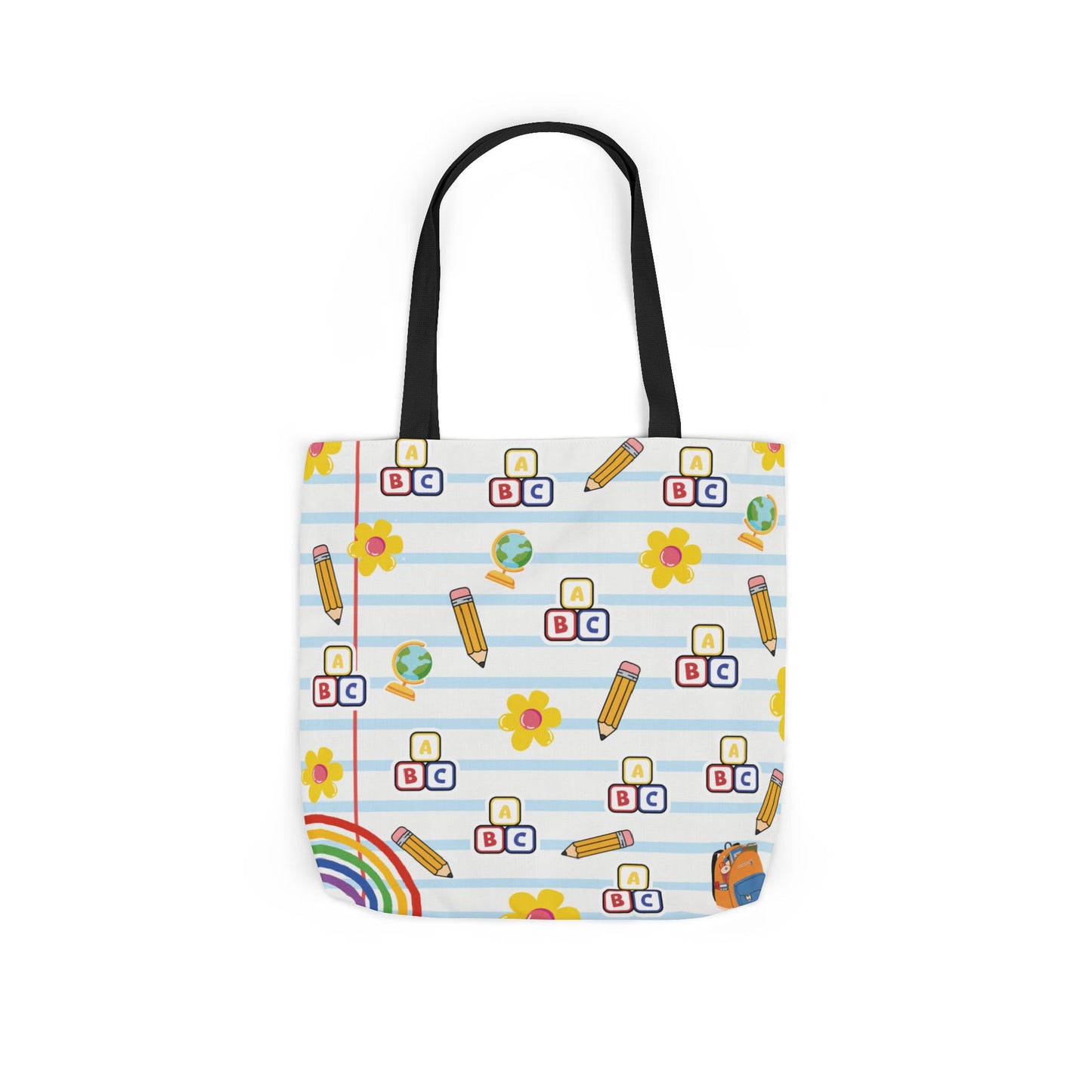 Personalized White Schoolyard Chic Composition Book Inspired Canvas Tote Bag with Colorful Straps, Cute School Bag, Eco-Friendly Tote, Back to School Shopping Bag, Teacher Gift Idea