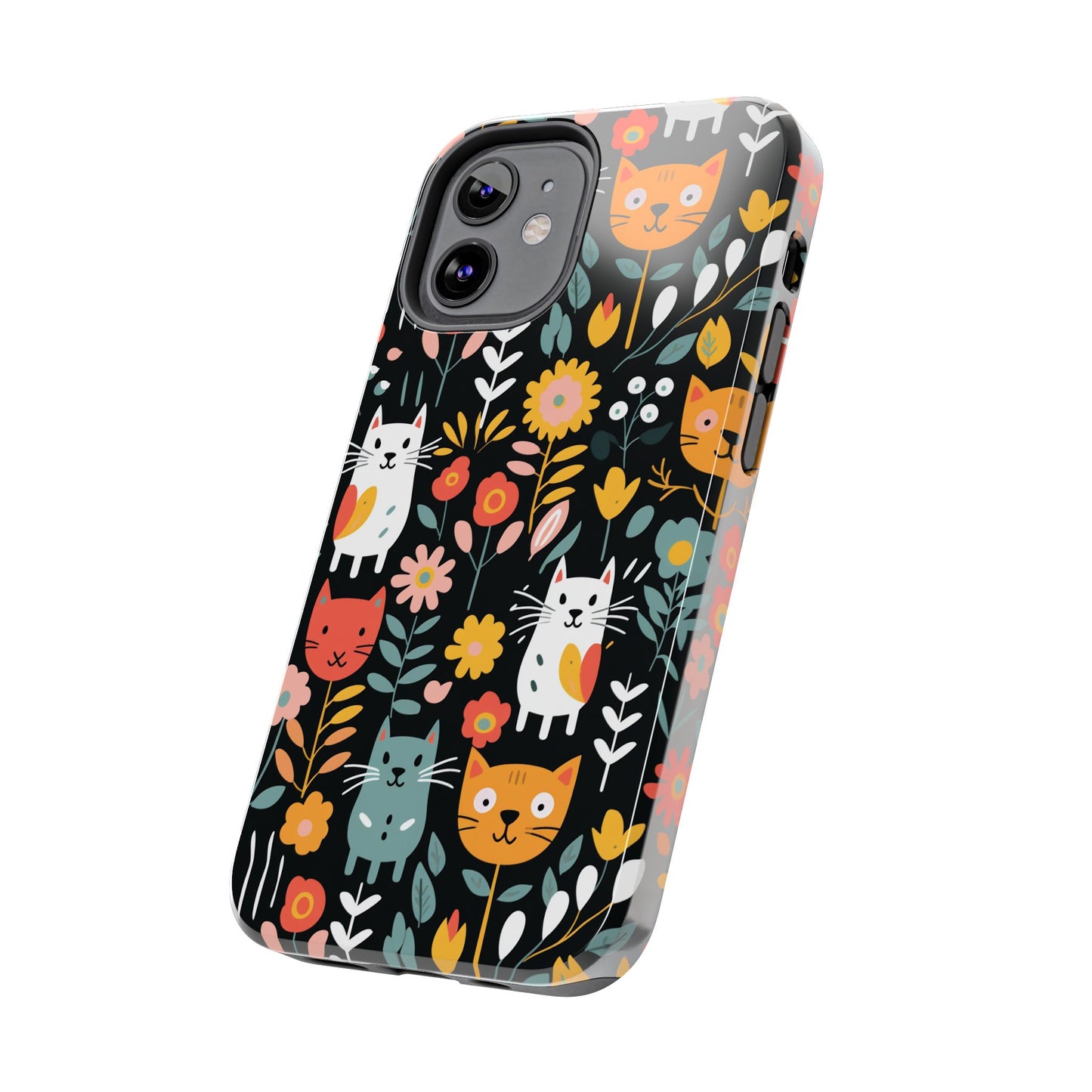 Whimsical Feline Garden iPhone and Samsung Tough Phone Cases,