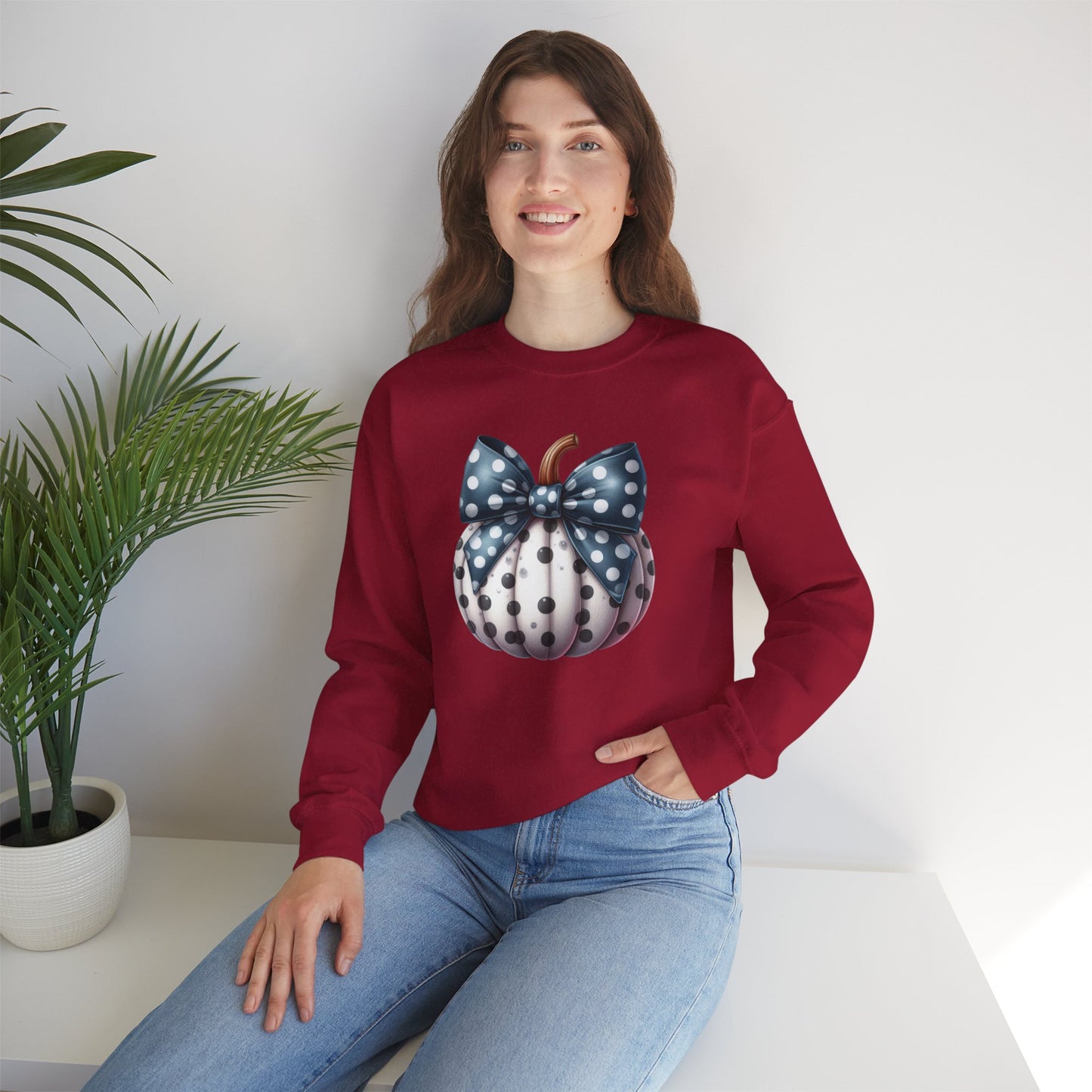 Polka Dot Pumpkin Charm Unisex Heavy Blend™ Crewneck Sweatshirt