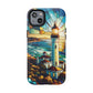 Stained Glass Lighthouse Phone Case - Tough Magnetic Cases, Unique Gifts for Nature Lovers, Beach Vibes, Travel Accessories, Coastal Decor