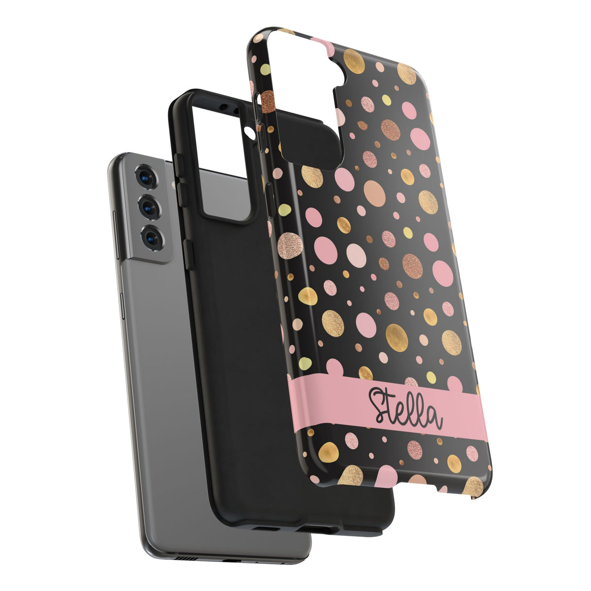 Personalized Gold & Pink Confetti Tough Phone Case — Glitter Dot Protective Phone Cover
