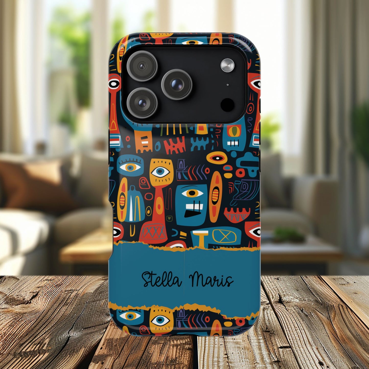 Personalized Colorful Abstract Faces Clear Impact-Resistant Case
