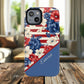 Personalized Stars, Stripes & Petals Tough Magnetic MagSafe Case, Patriotic Cover, Floral Design, Durable Protection, Gift for Her, Summer Vibes