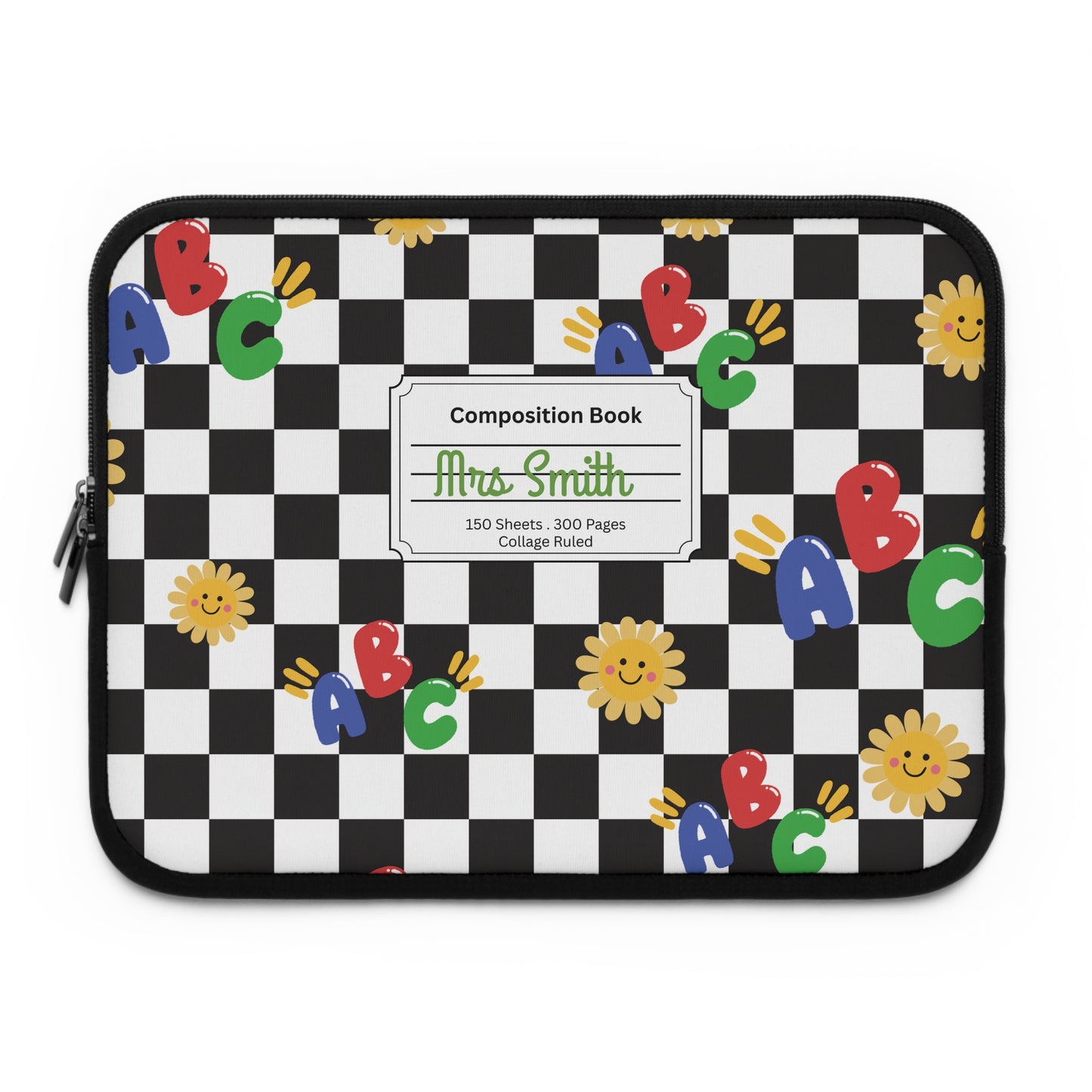 Personalized Schoolyard Chic Laptop Sleeve with Composition Book Inspired Design, Customizable Tech Case, School Supplies, Gift for Students, College Essentials, Back to School