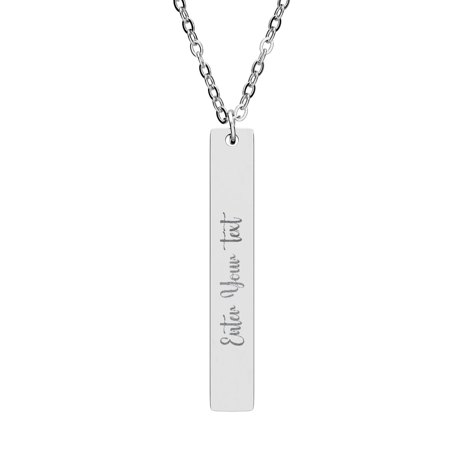 Engraved Vertical Bar Necklace — Personalized Slim Pendant Necklace