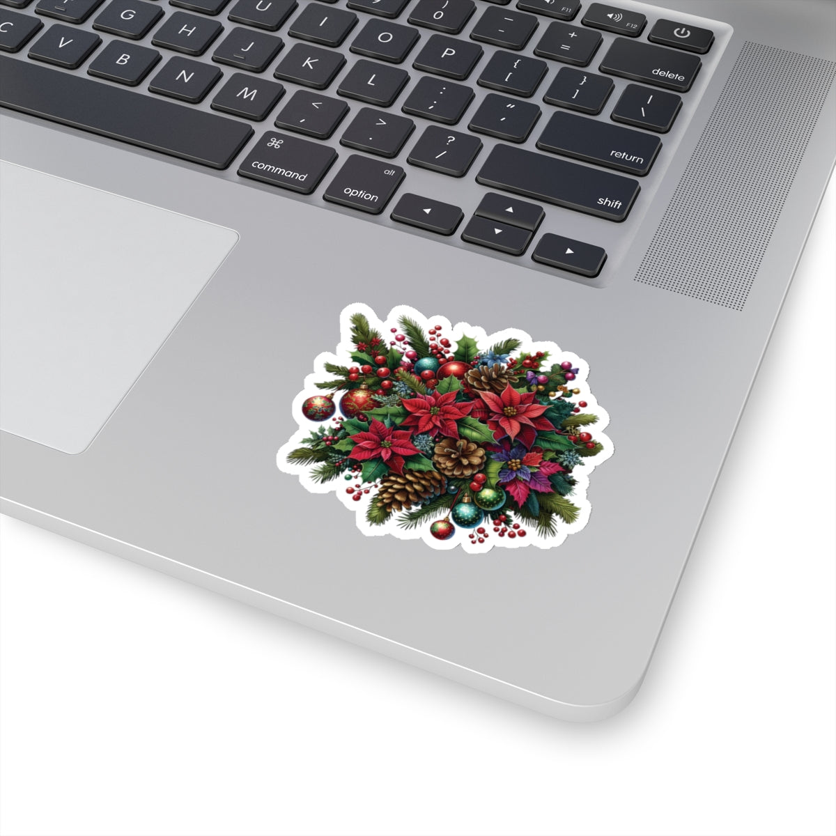 Poinsettia Vinyl Stickers for Indoor Decor - Glossy Finish, 4 Sizes Available, White & Transparent Options