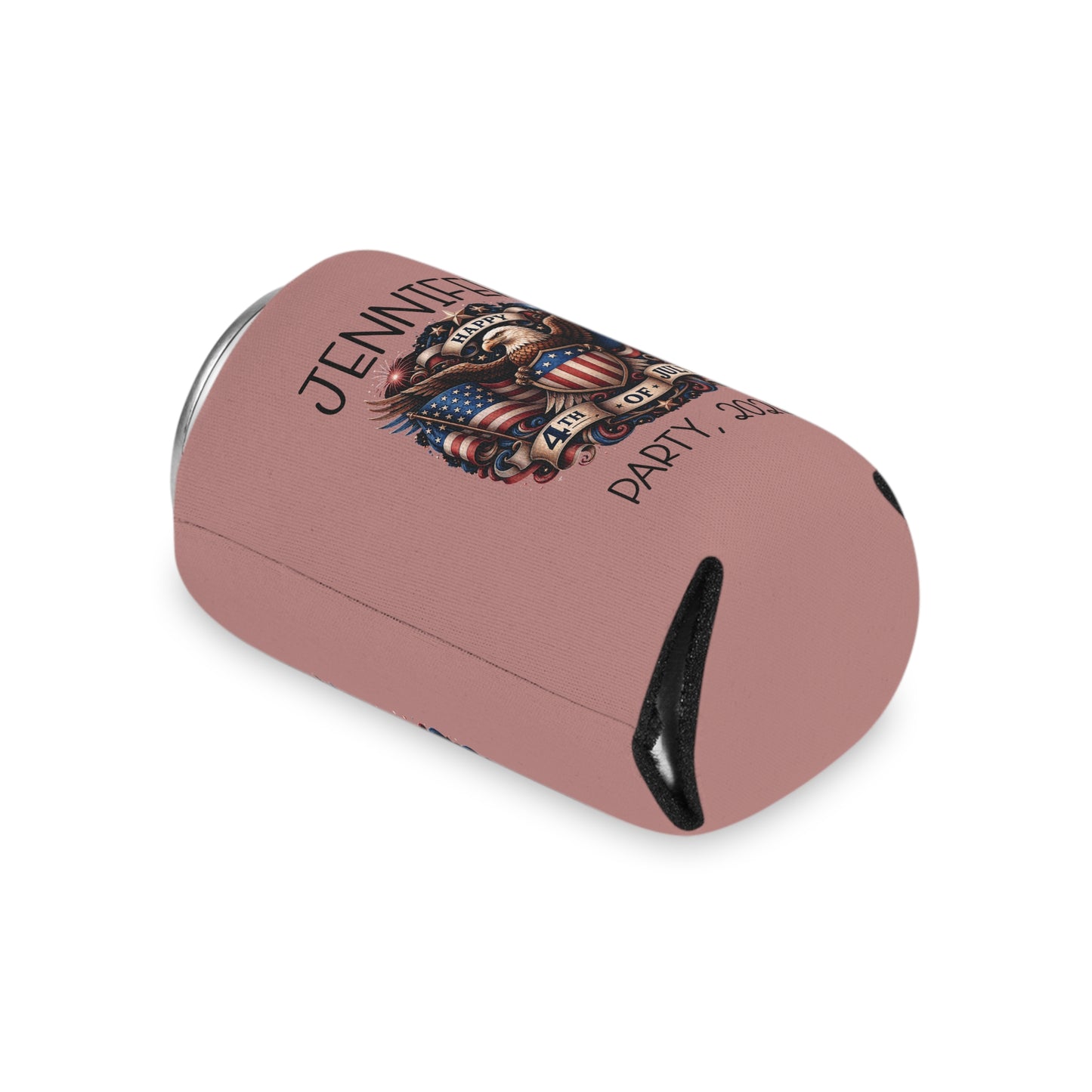 Personalized 4th of July Can Cooler — Custom Name Patriotic Eagle