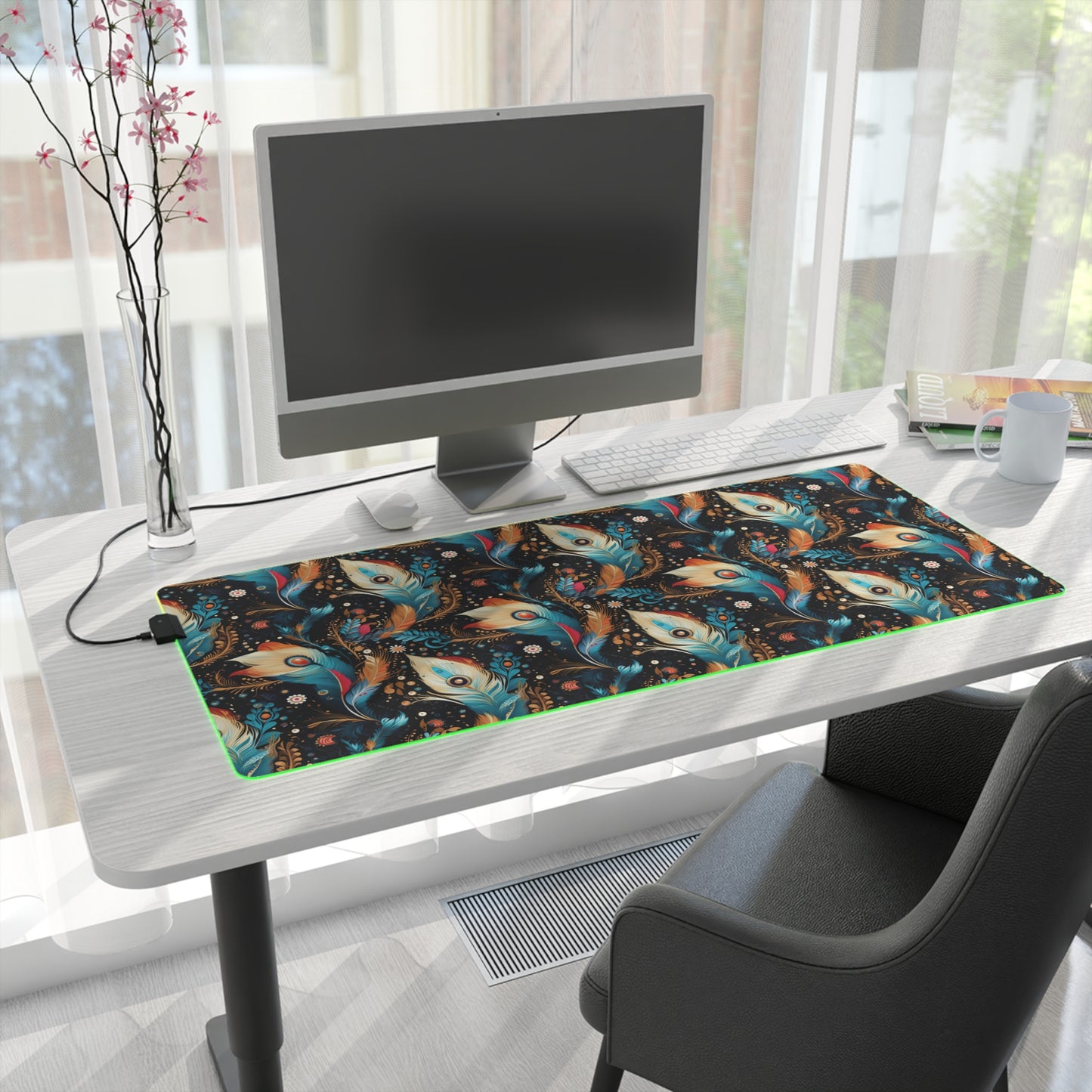 Ethereal Feathers LED Gaming Mouse Pad