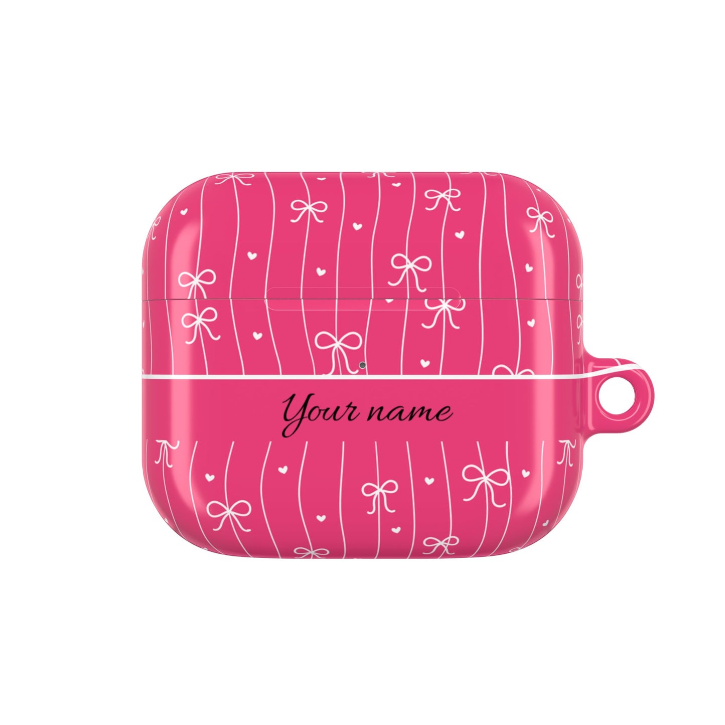Personalized Pink Bow Coquette AirPod Cases — Custom Name Protective Cover