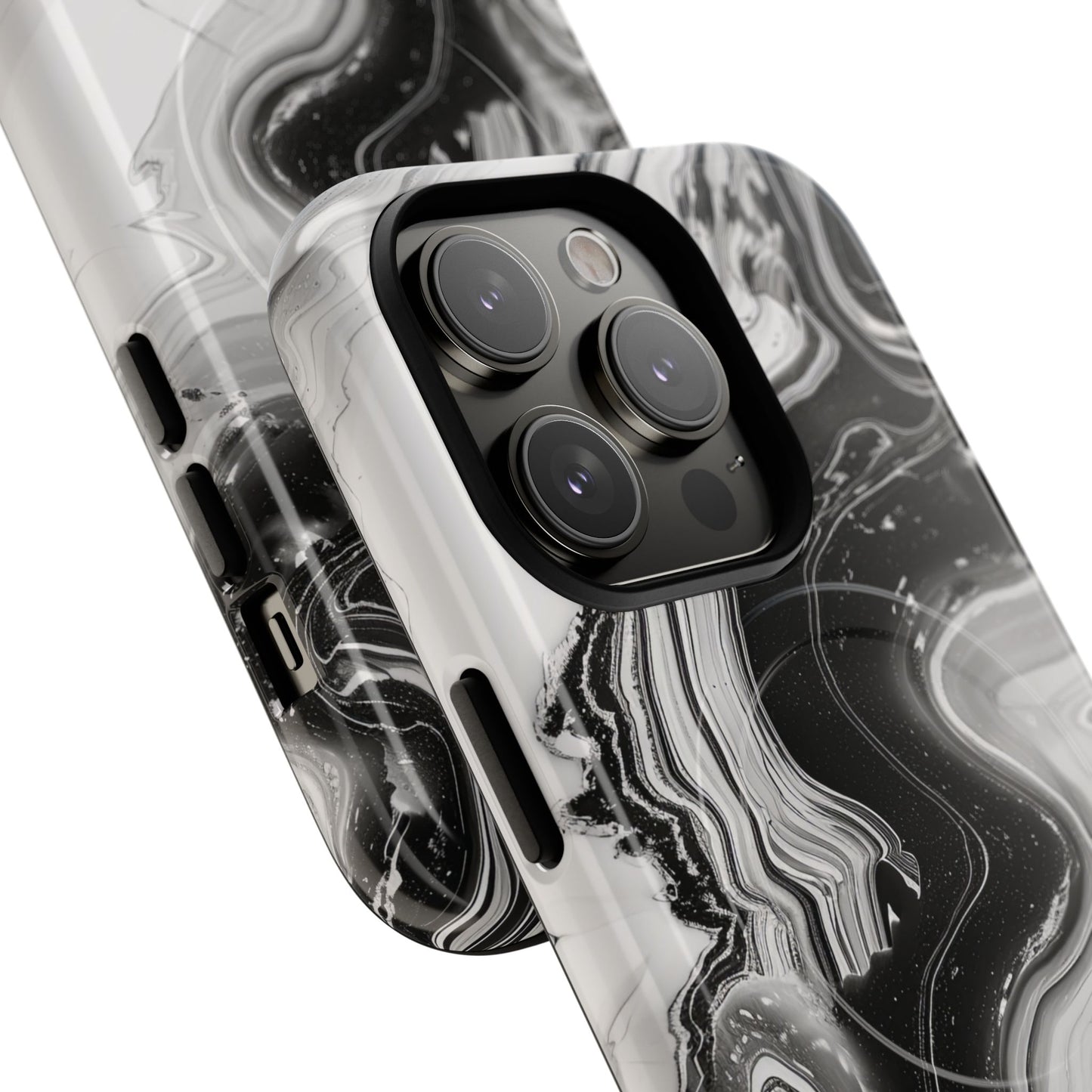Black Marble Magnetic iPhone Case for Tough Protection, Stylish iPhone Mobile Accessory, Fashionable Gift, Unique Marble iPhone Design, Durable Smartphone Cover