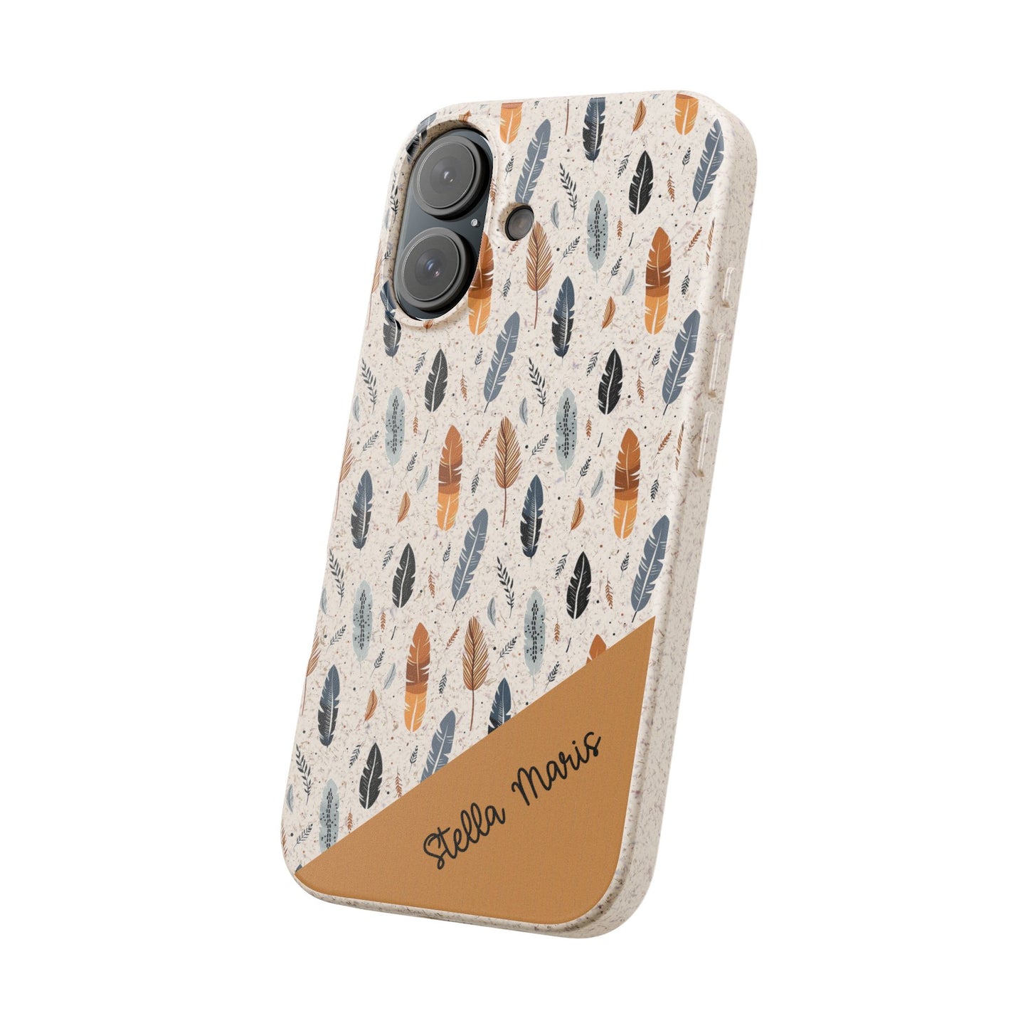Personalized Whispering Feathers Samsung and iPhone Biodegradable Case, Custom Name Case.
