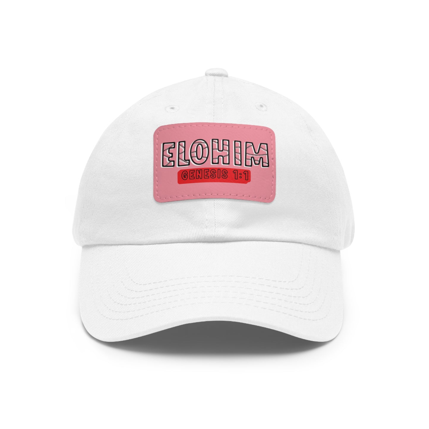 'ELOHIM, GENESIS 1:1- Stylish Dad Hat with Leather Patch | Great for Gifts for All, Casual Wear, Outdoor Activities, and Religious Events