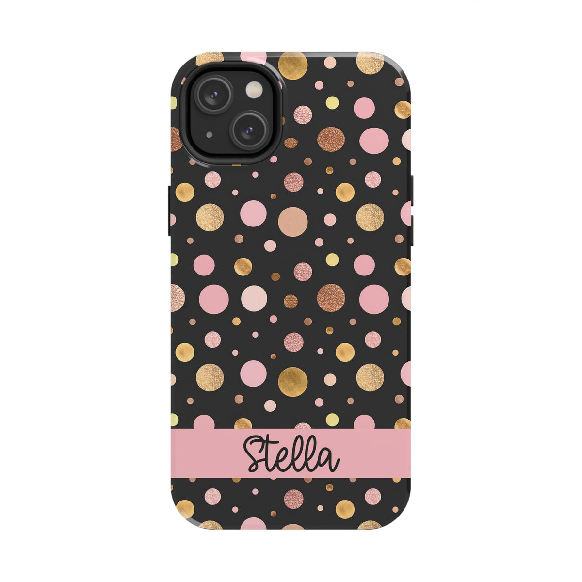 Personalized Gold & Pink Confetti Tough Phone Case — Glitter Dot Protective Phone Cover
