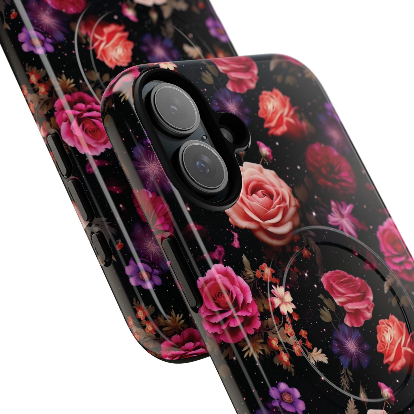 Starry Rose Garden Tough Magnetic Phone Case, Stylish Phone Cover, Gift for Her, Elegant Floral Design, Durable Phone Accessories
