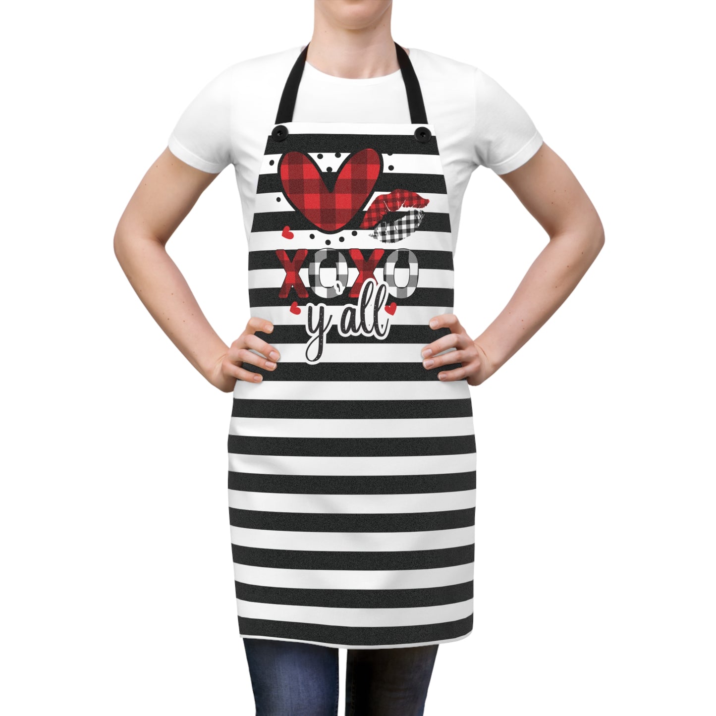 Striped Love You Apron with Detachable Straps - Lightweight Cooking Accessory