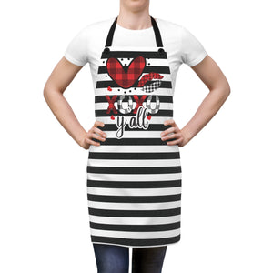 Striped Love You Apron with Detachable Straps - Lightweight Cooking Accessory