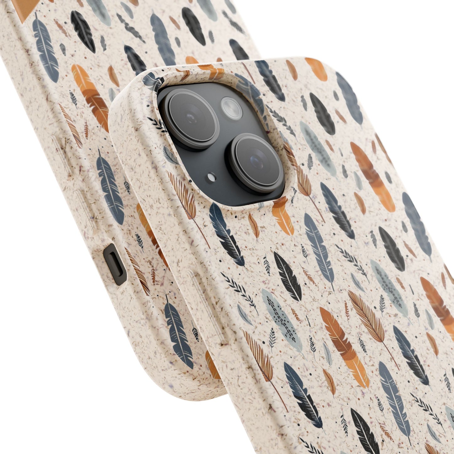 Personalized Whispering Feathers Samsung and iPhone Biodegradable Case, Custom Name Case.