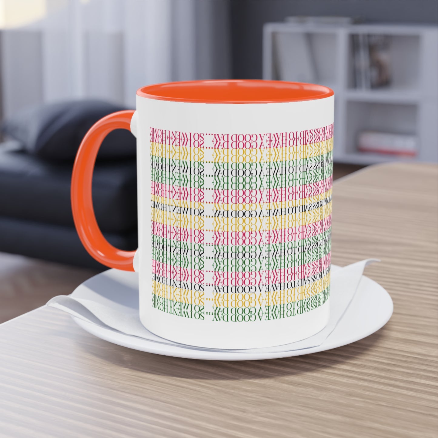 Two Tone Funny Hidden Message Mug - “My Boss said to have a good day… so I went home.”- Viral Optical Illusion Mug - Secret Sarcastic Work Message - Dishwasher Safe, Unique Gifts for Coffee Lovers, Home & Office Decor, Holiday Present.