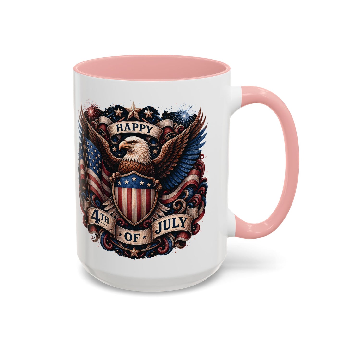 4th of July Eagle Coffee Mug — Patriotic American Flag Accent Mug (11/15oz)