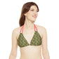 Brown Tropical Bliss Strappy Triangle Bikini Top (AOP)- (PY)