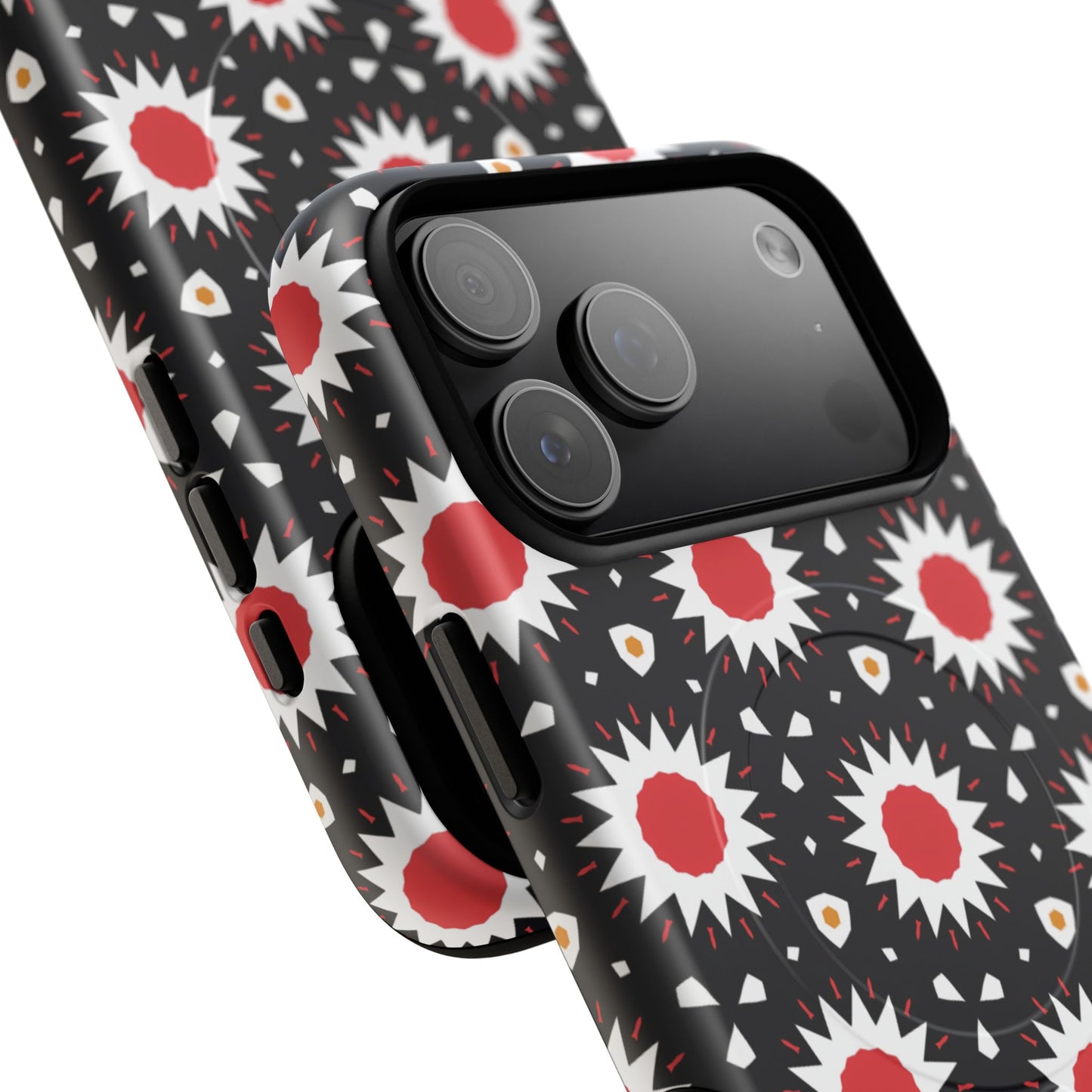 Crimson Spark Radiance Bold Floral Magnetic iPhone Cases, Stylish Tough Cases, Unique iPhone Accessories, Perfect Gift for Her, Trendy Tech Gear.