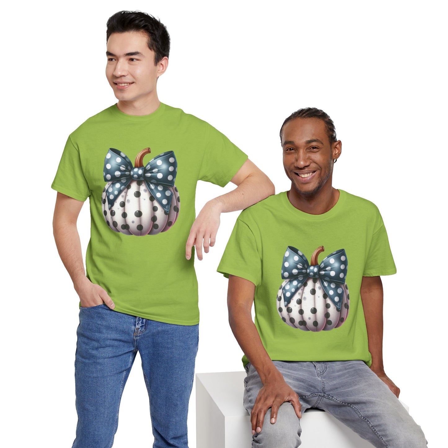 Polka Dot Pumpkin Charm Unisex Heavy Cotton Tee