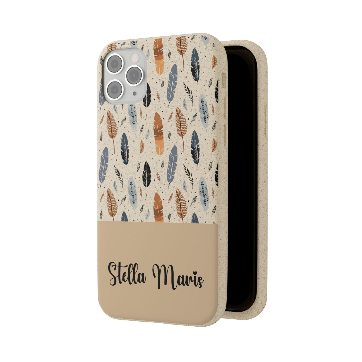 Personalized Whispering Feathers Samsung Biodegradable Case, Custom Name Case.