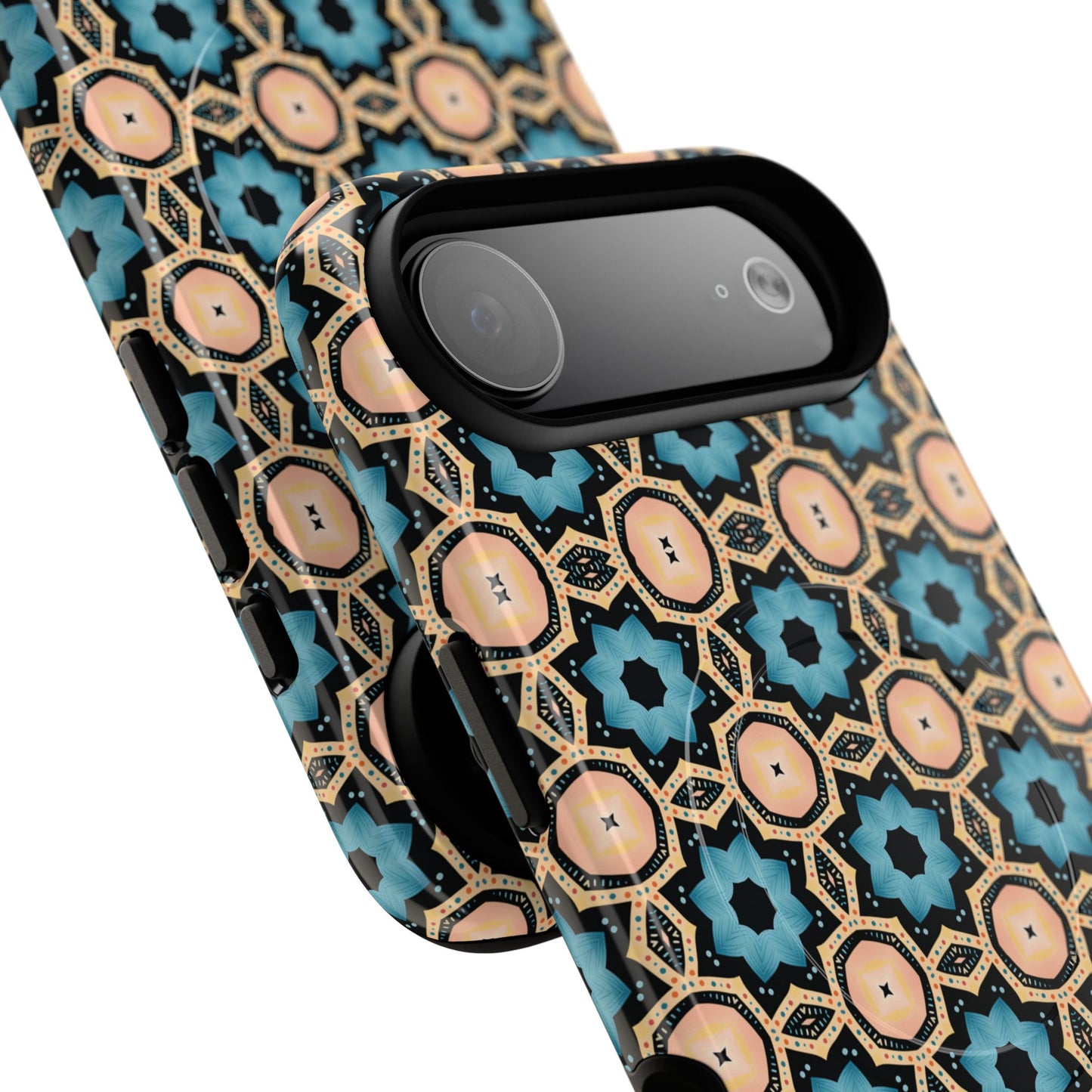 Sahara Star Mosaic Colorful Geometric iPhone Cases, Tough Magnetic iPhone Cases, Vibrant Design iPhone Cover, Durable iPhone Protection, Stylish Tech Accessories.