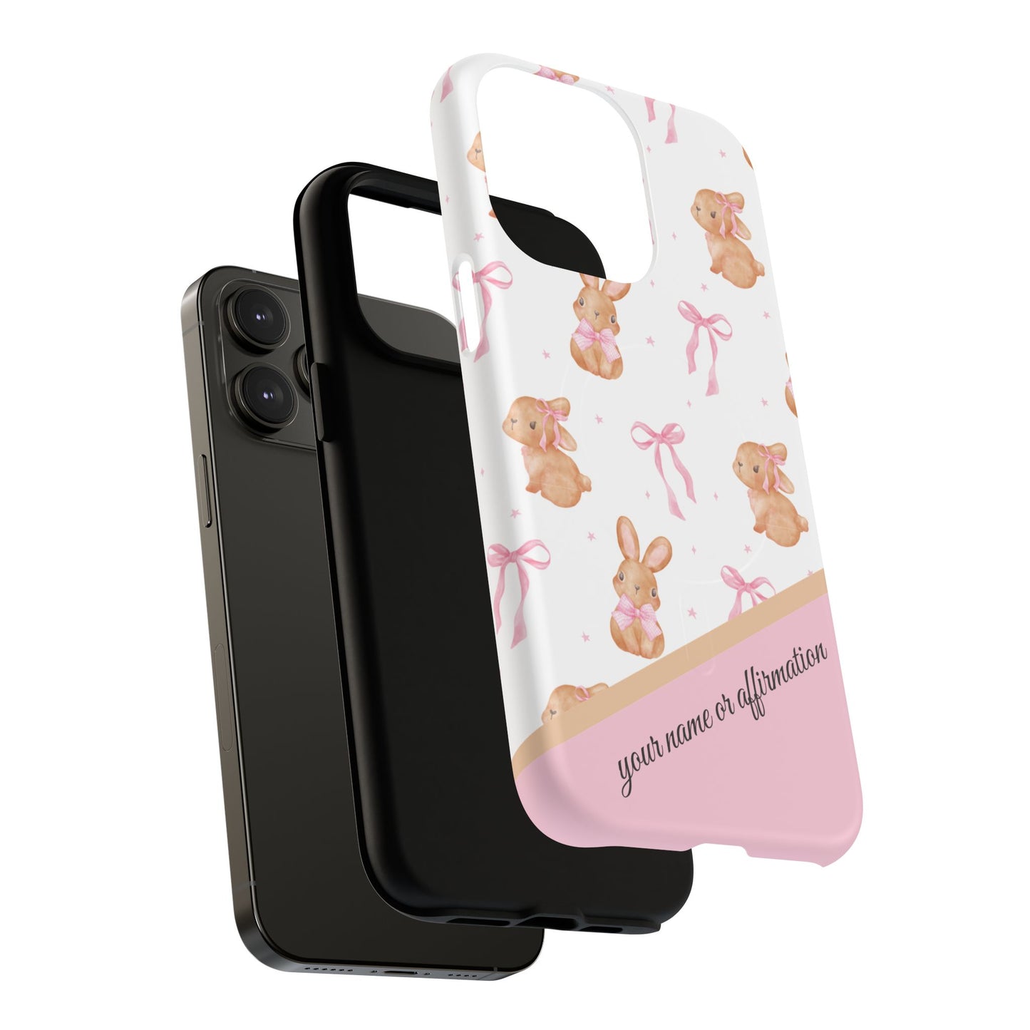 Personalized Bunny iPhone Case - Cute Animal Design, Tough MagSafe® Magnetic Case, Easter Gift, Spring Aesthetic, Kids Accessories