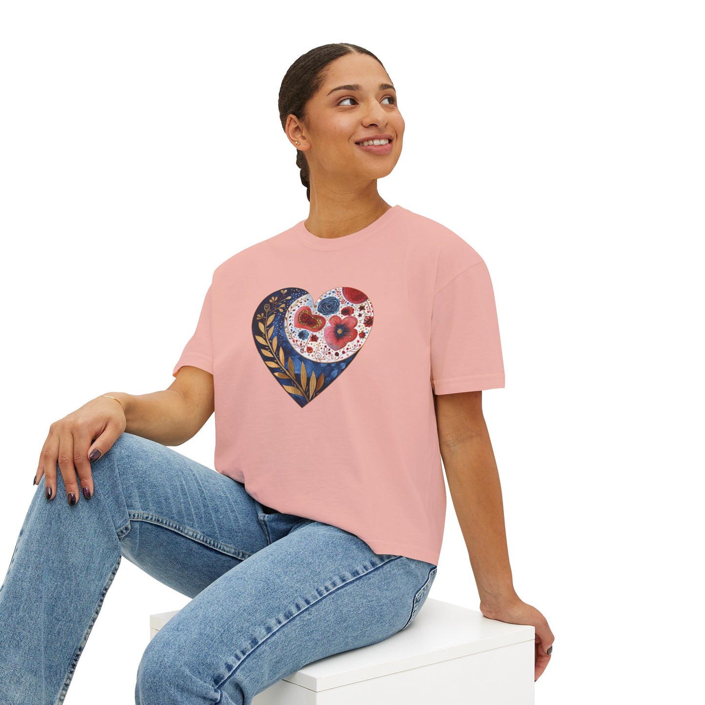 Floral Heart Women's Boxy Tee