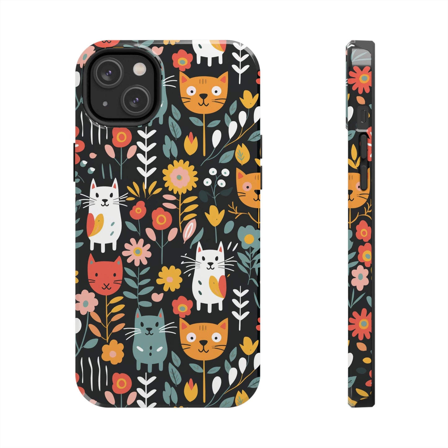 Whimsical Feline Garden iPhone and Samsung Tough Phone Cases,