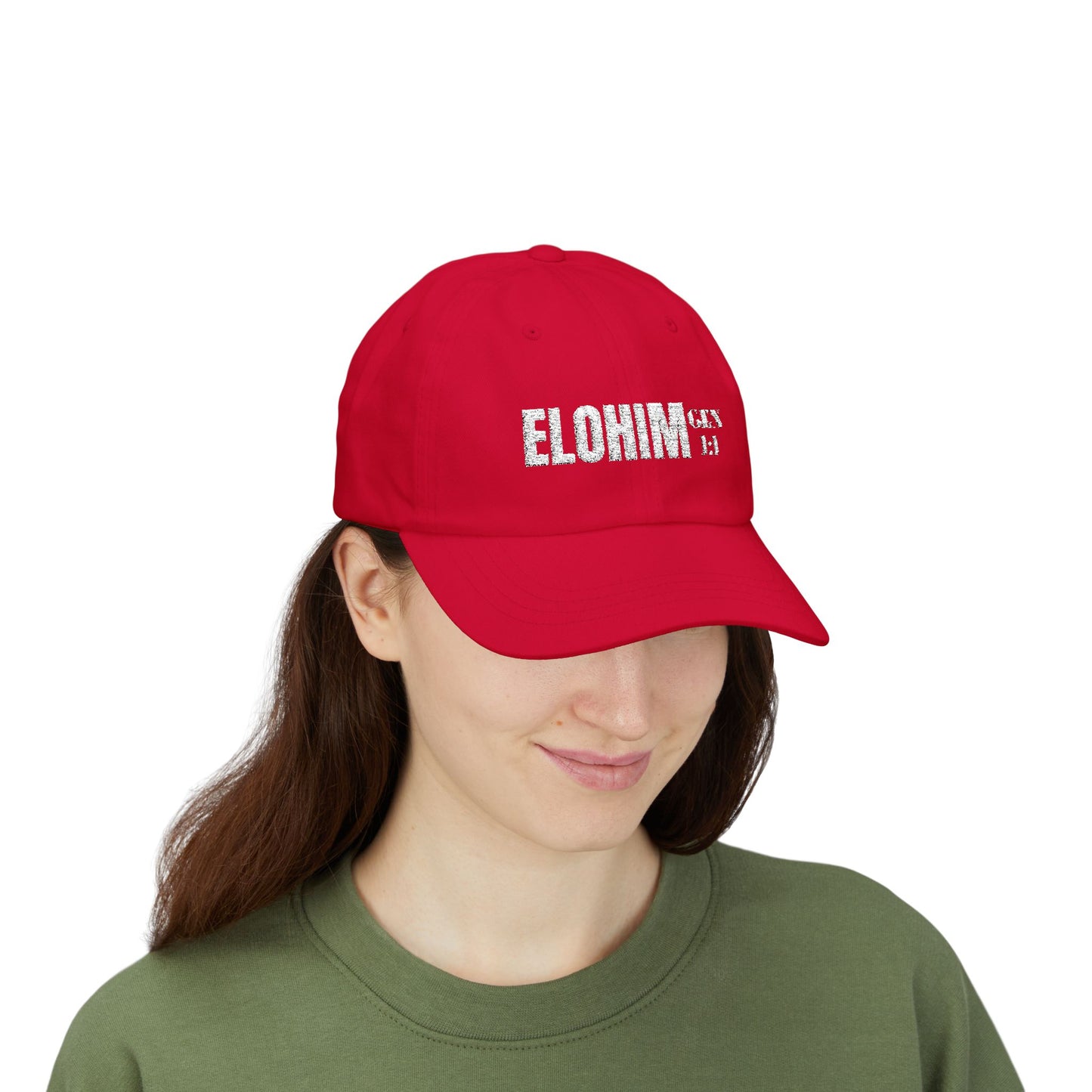 Classic Embroidery Dad Cap with 'ELOHIM, GENESIS 1:1' - Faith-Based Hat, Casual Wear, Gift for Dad, Christian Accessory, Summer Fashion