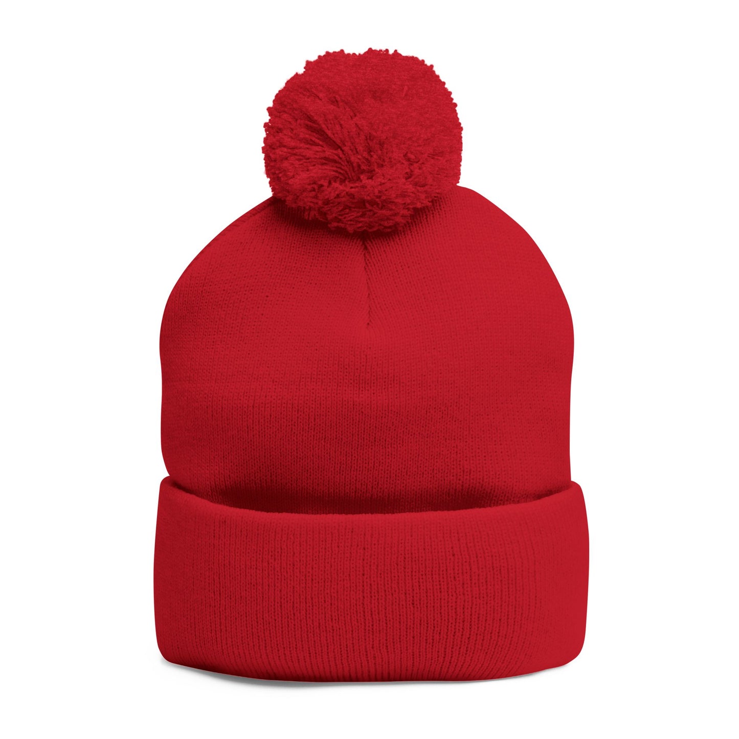 Red Pom-Pom Knit Cap with 'ELOHIM, GENESIS 1:1'  Embroidery Beanie - Stylish Winter Accessory for All Ages, Perfect Gift for Birthdays, Holidays, and Outdoor Activities