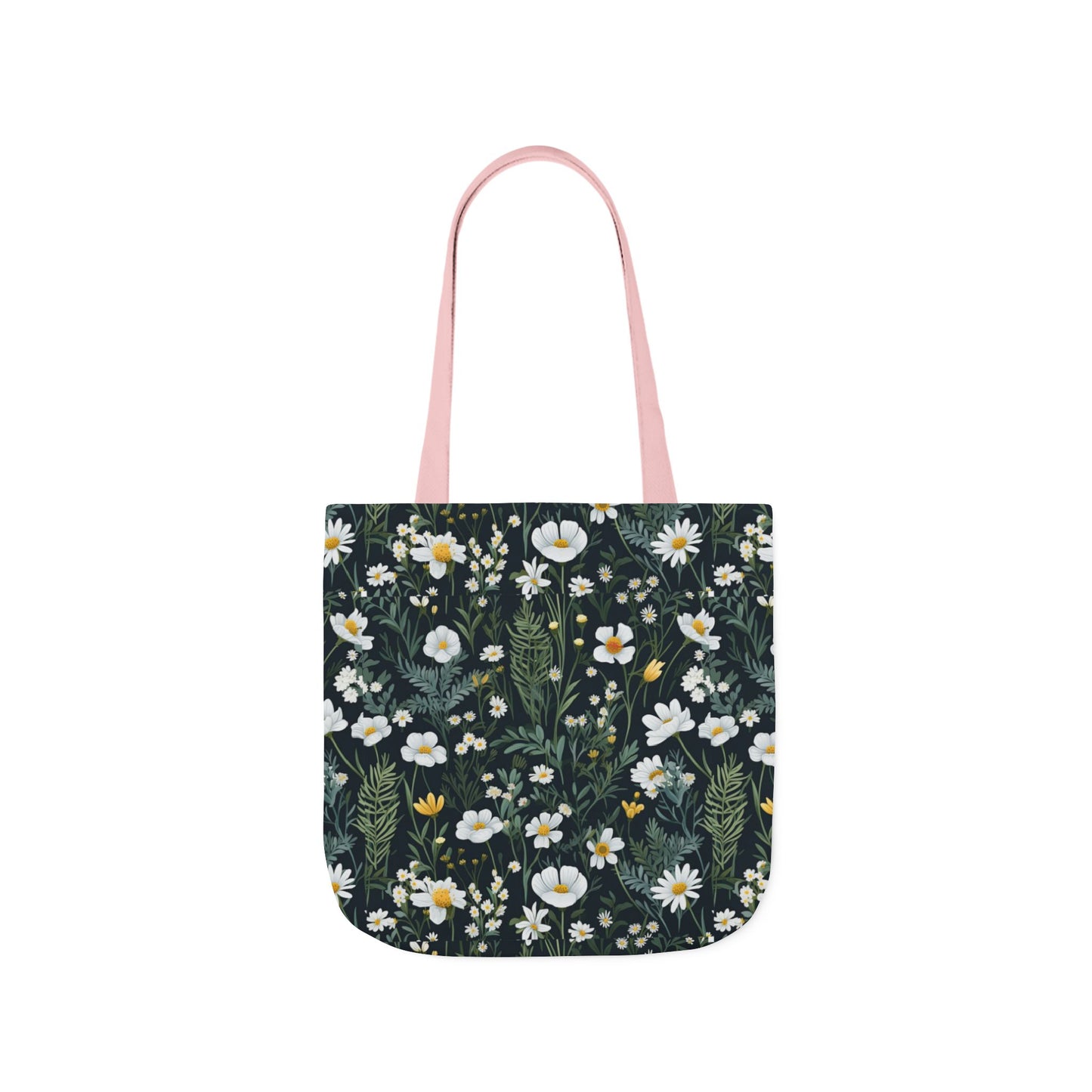 Daisy Delight Floral Canvas Tote Bag with 5-Color Straps | Eco-Friendly Shopping Bag