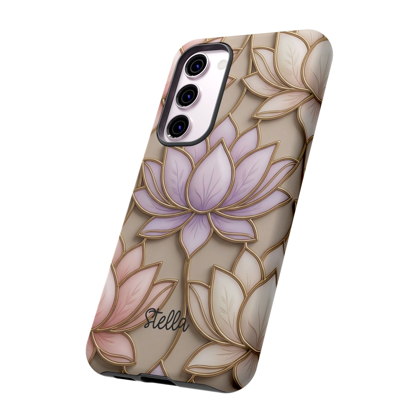 Personalized Lotus Floral Stained Glass Effect Tough Phone Case