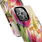 Tulip Glow Tough iPhone Magnetic Case, Floral Design, Spring Gift, Durable Protection, Smartphone Accessories, MagSafe Accessories, Stained Glass Tulip Gift