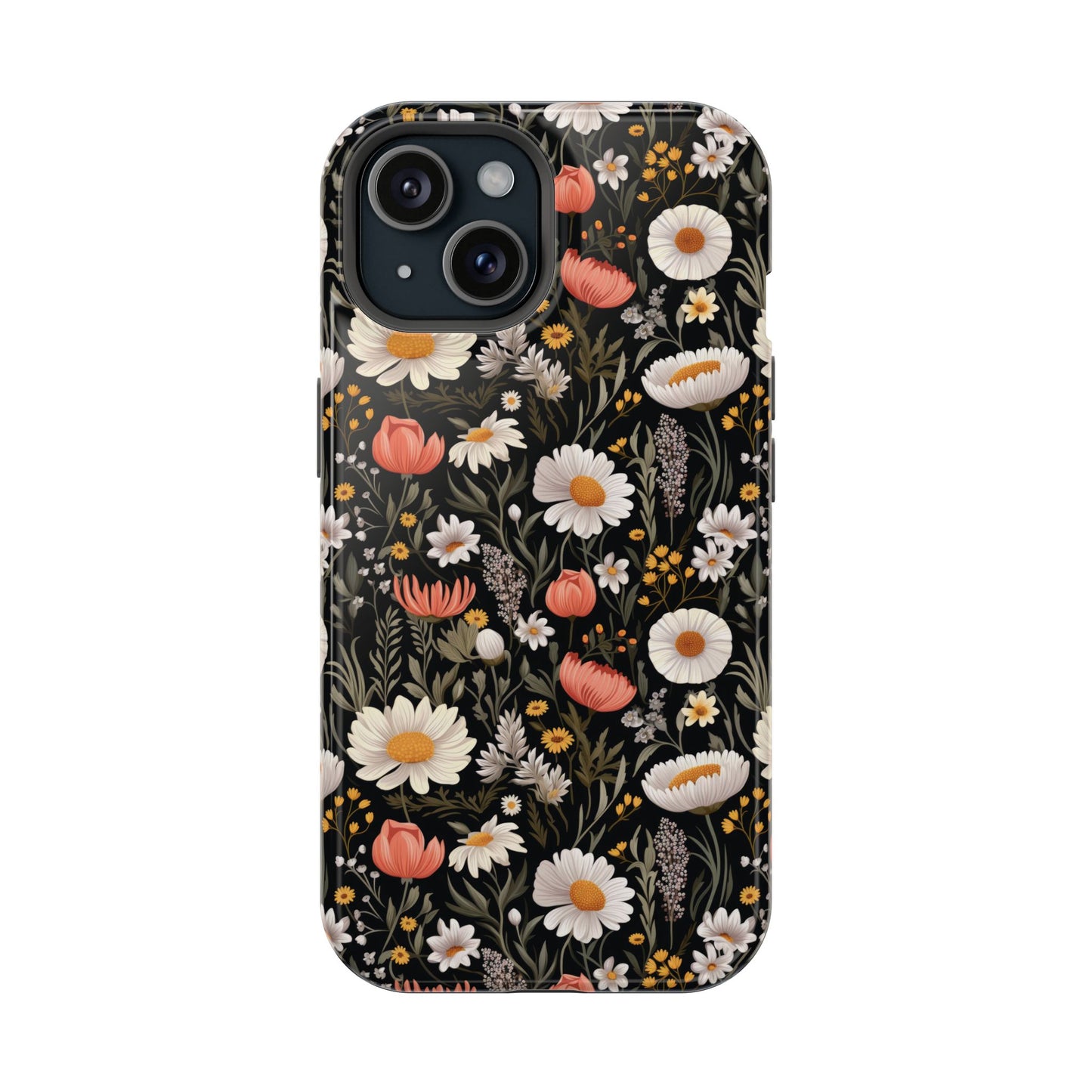 Blossom Elegance: Noir Garden Magnetic Tough iPhone Cases