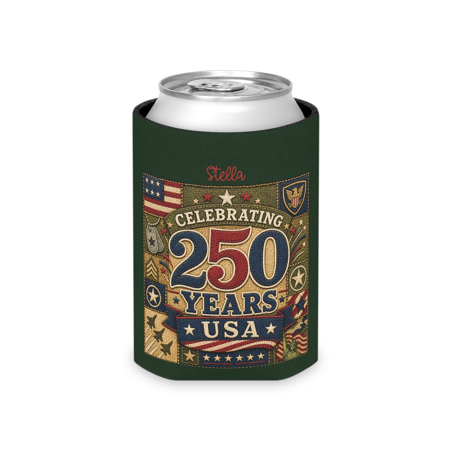 Personalized Can Cooler - "Celebrating 250 Years USA" Patriotic Can Koozie