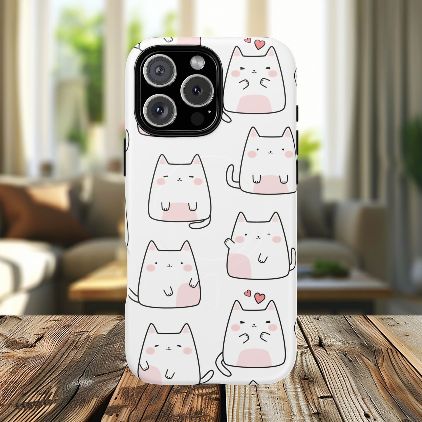 Cute Kawaii Cat Tough Magnetic iPhone Case, Cute Cat Lover Gift, Kawaii iPhone Cover, Tough iPhone Case, Unique Pet Themed Accessory,