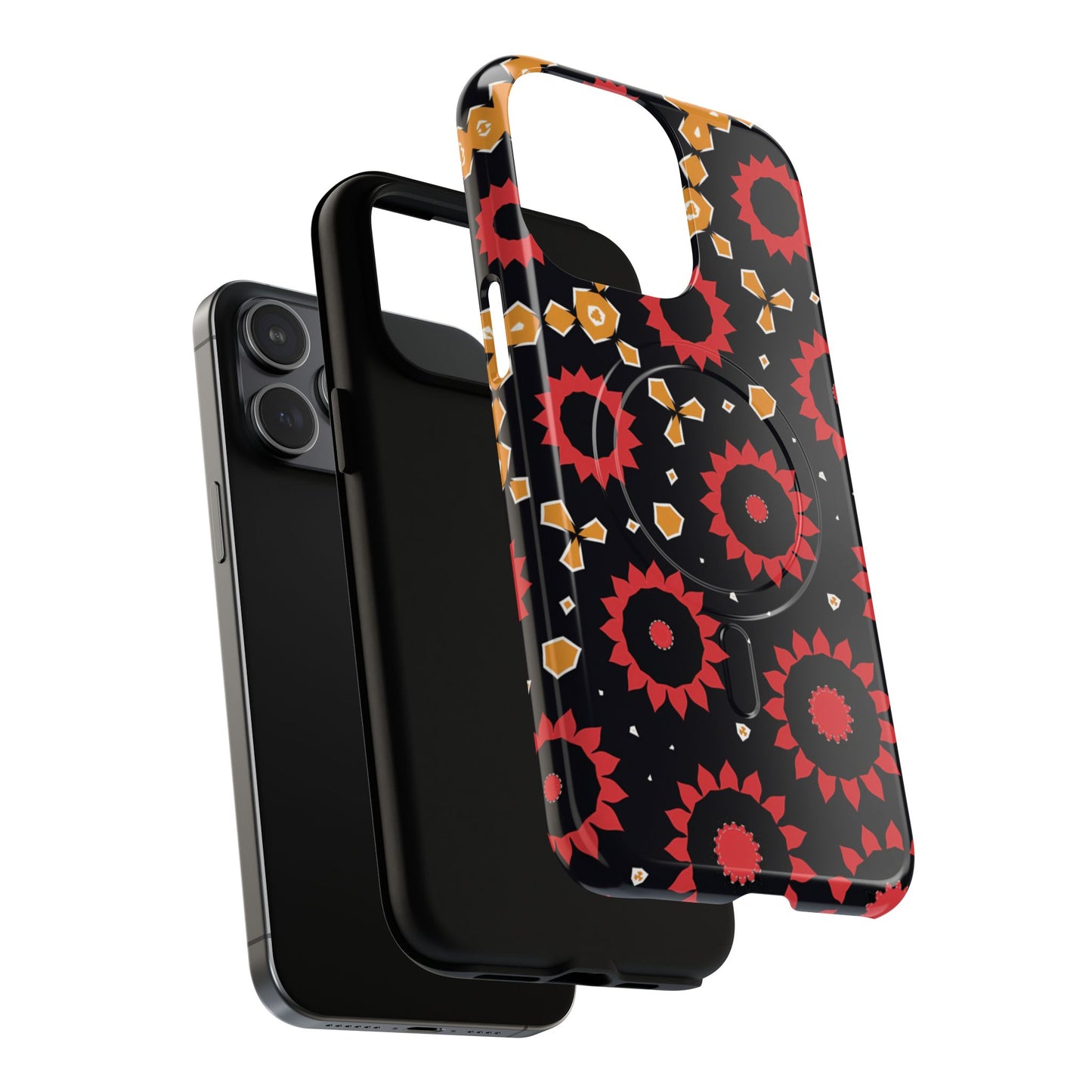 Midnight Ember Bloom Tough Magnetic iPhone Case, Bohemian Floral Design, Stylish iPhone Protection, Gift for Her, Trendy iPhone Accessories