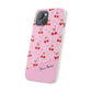 Personalized Cherry Blossom Dreams Flexi Case — Pink Retro Cherry iPhone® 7/8, 11, 12, 13, 14, 15, 16, 17, X/XS, SE, XR, Mini, Pro, Pro Max, Plus Cases.