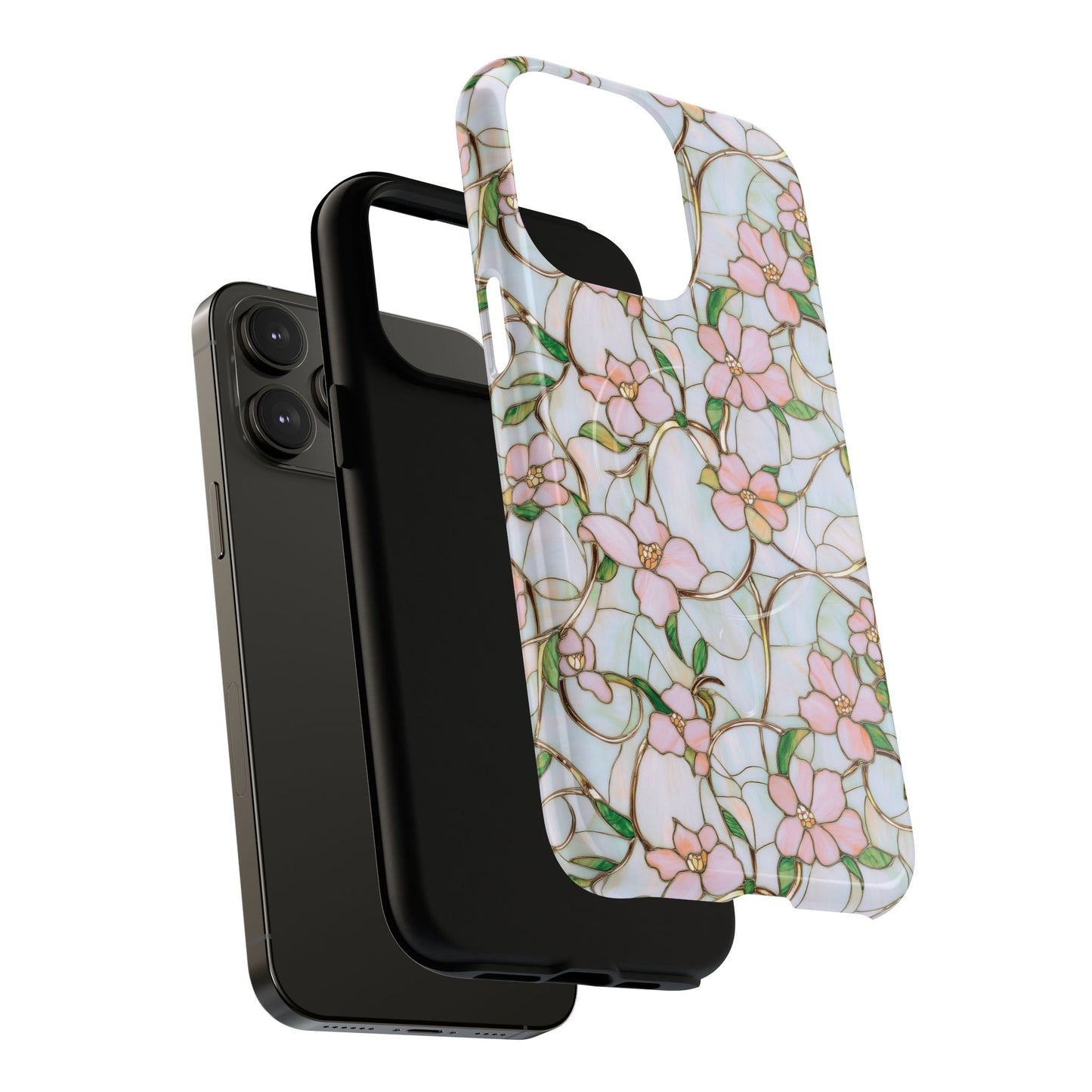 Blossom Veins Tough iPhone Magnetic Cases, Elegant Floral Designs, iPhone Floral Stained Glass Stylish Accessory, Protective Mobile Cover, Unique Gift Idea