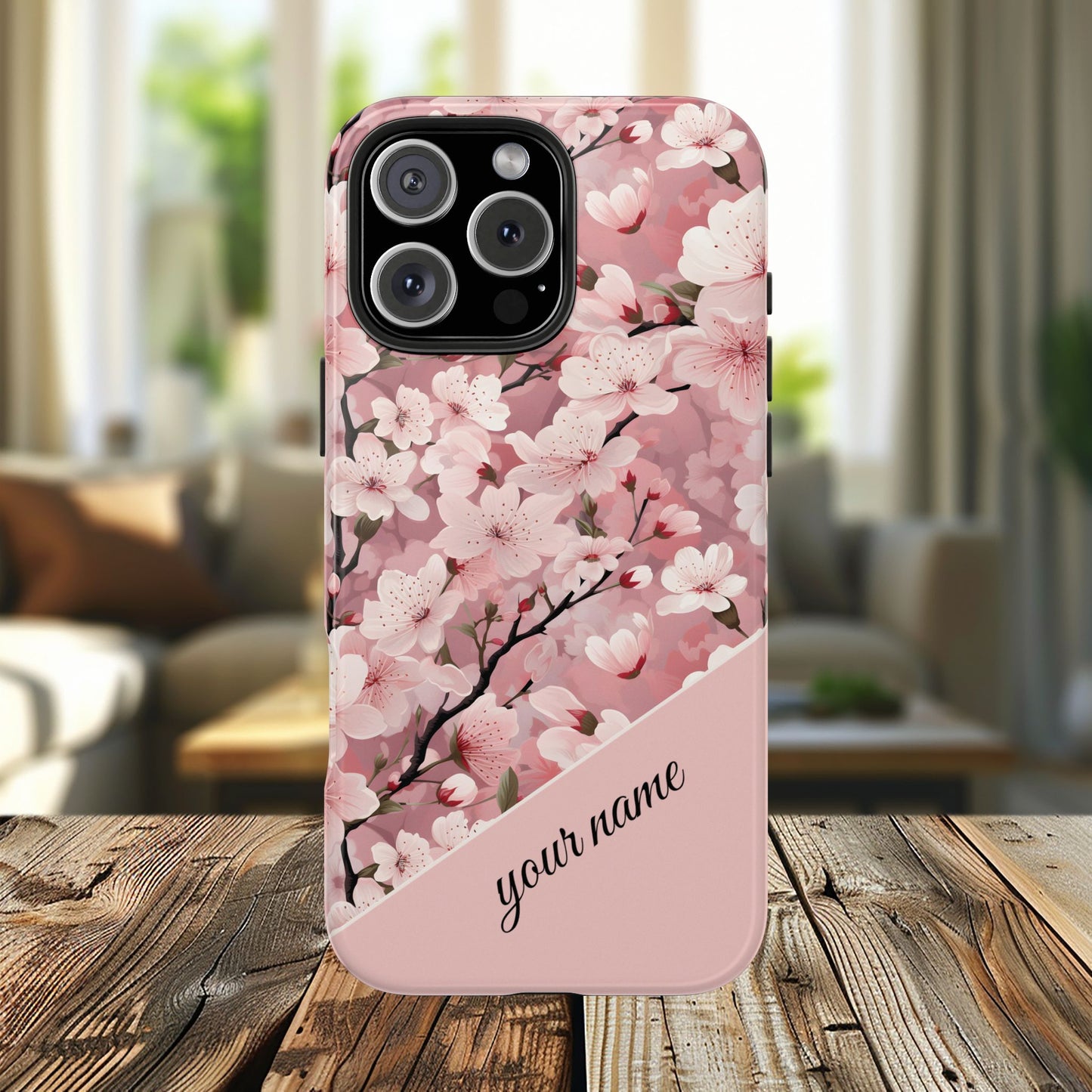 Personalized Cherry Blossom iPhone and Samsung Tough Phone Cases