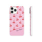 Personalized Cherry Blossom Dreams Flexi Case — Pink Retro Cherry iPhone® 7/8, 11, 12, 13, 14, 15, 16, 17, X/XS, SE, XR, Mini, Pro, Pro Max, Plus Cases.
