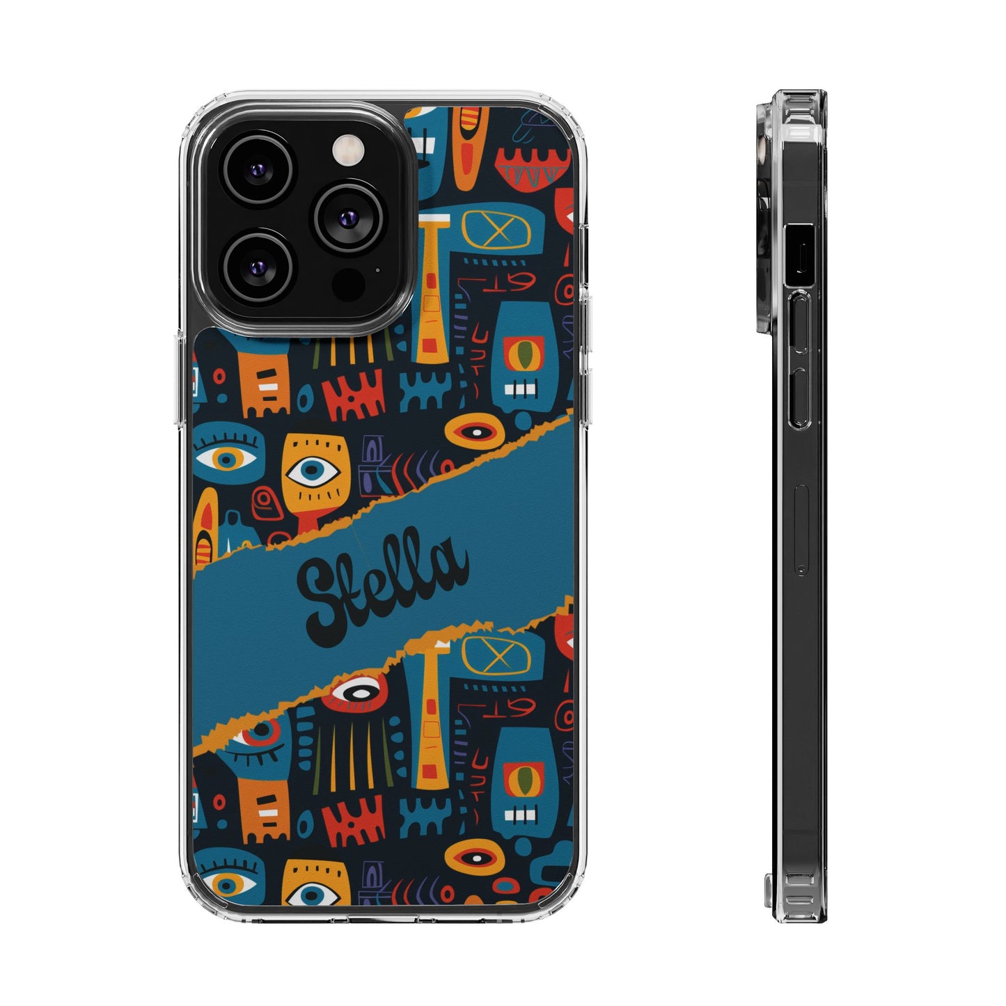 Phone Case — Colorful Abstract Faces Clear Impact-Resistant Case